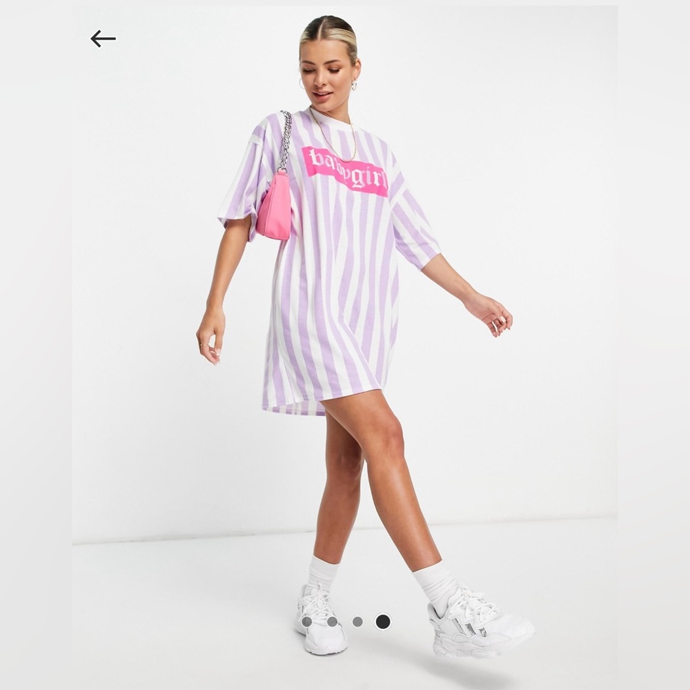 “Babygirl” Oversized tshirt dress in stripe